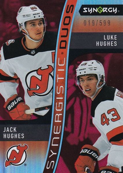 insert karta HUGHES/HUGHES 23-24 Synergy Synergistic Duos Star-Rookie Red /599